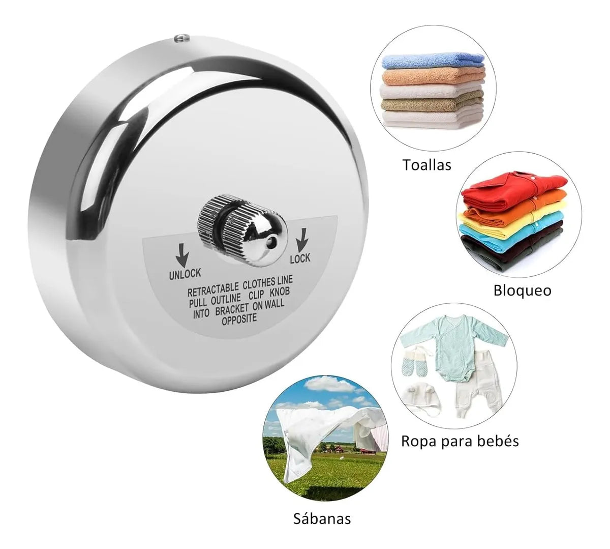 Pack X2 Tendederos Ropa Retractil Colgador Extensible Pared