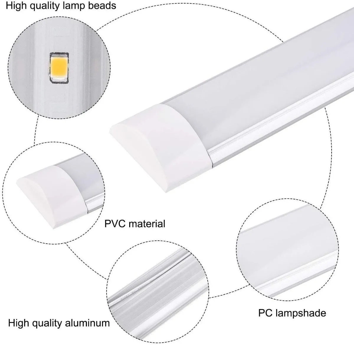 X2 Tubos Led 120cm Canaleta Led Luz Canoa Plana Tubo Led 36w