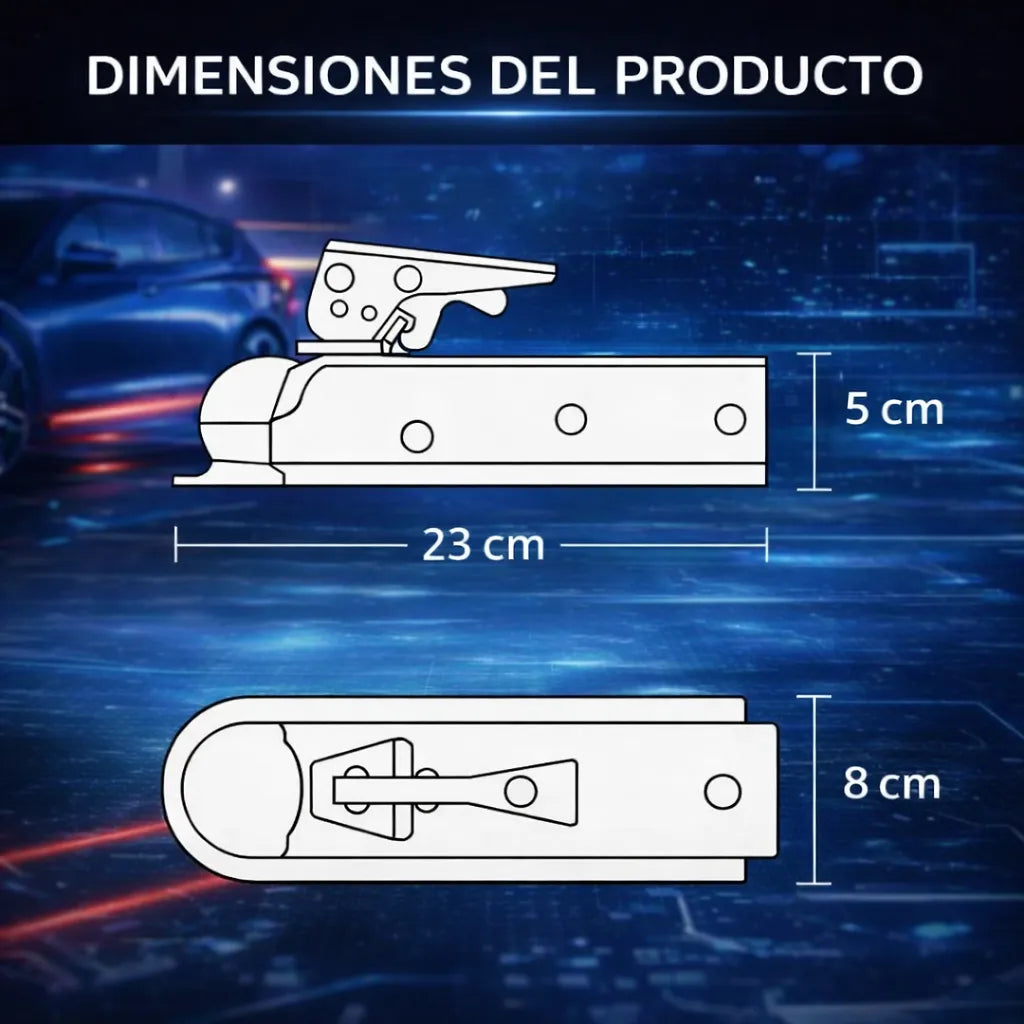 Mano Acople Remolque Enganche Carro De Arrastre 2 Pulgadas Plateado