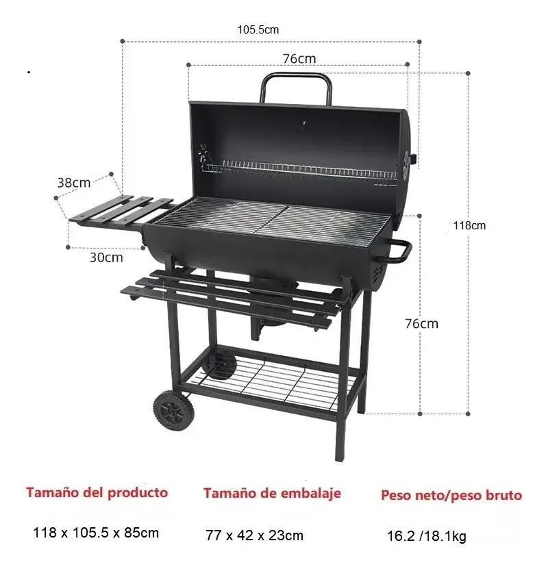 Asador Parrilla Portatil Carbon Parrillera Grill Con Ruedas