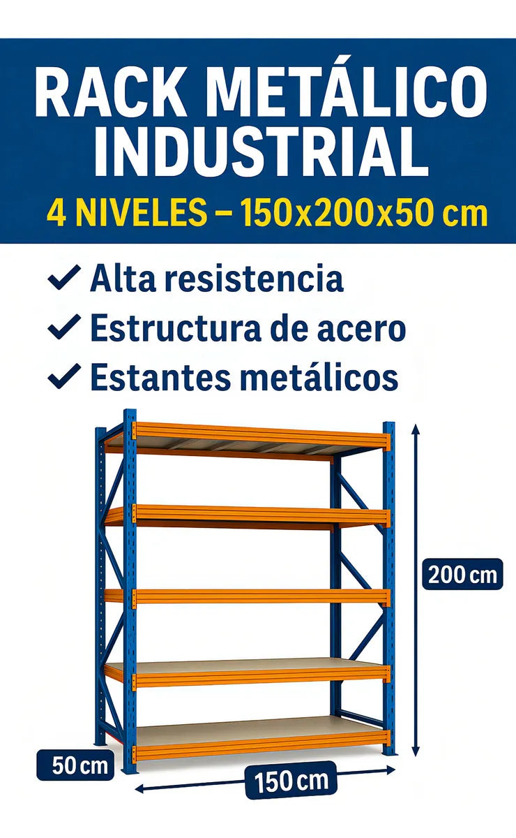 X2 Repisa Rack Estanteria Metalica Racks Bodega 200x150x50cm