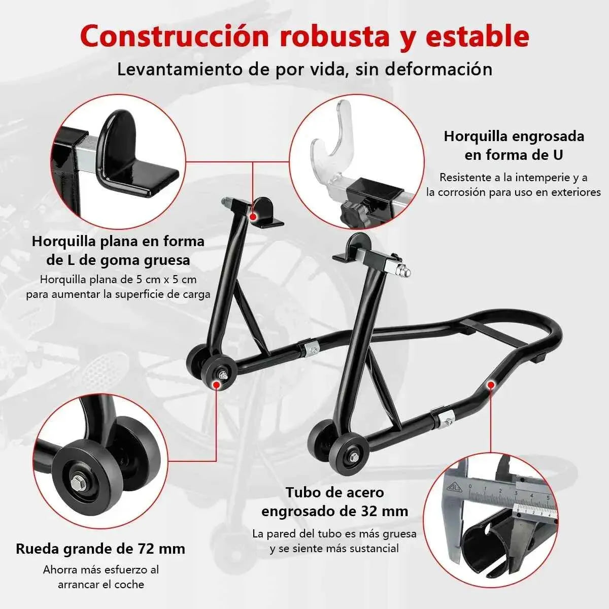 Caballete Elevador Trasero Universal Para Moto Con Ruedas