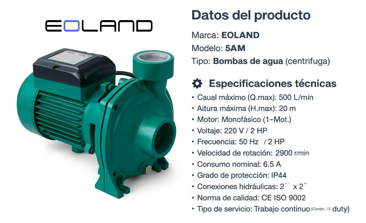 Bomba De Agua Electrica 2 Hp Monofasica Centrifuga 2x2 220v