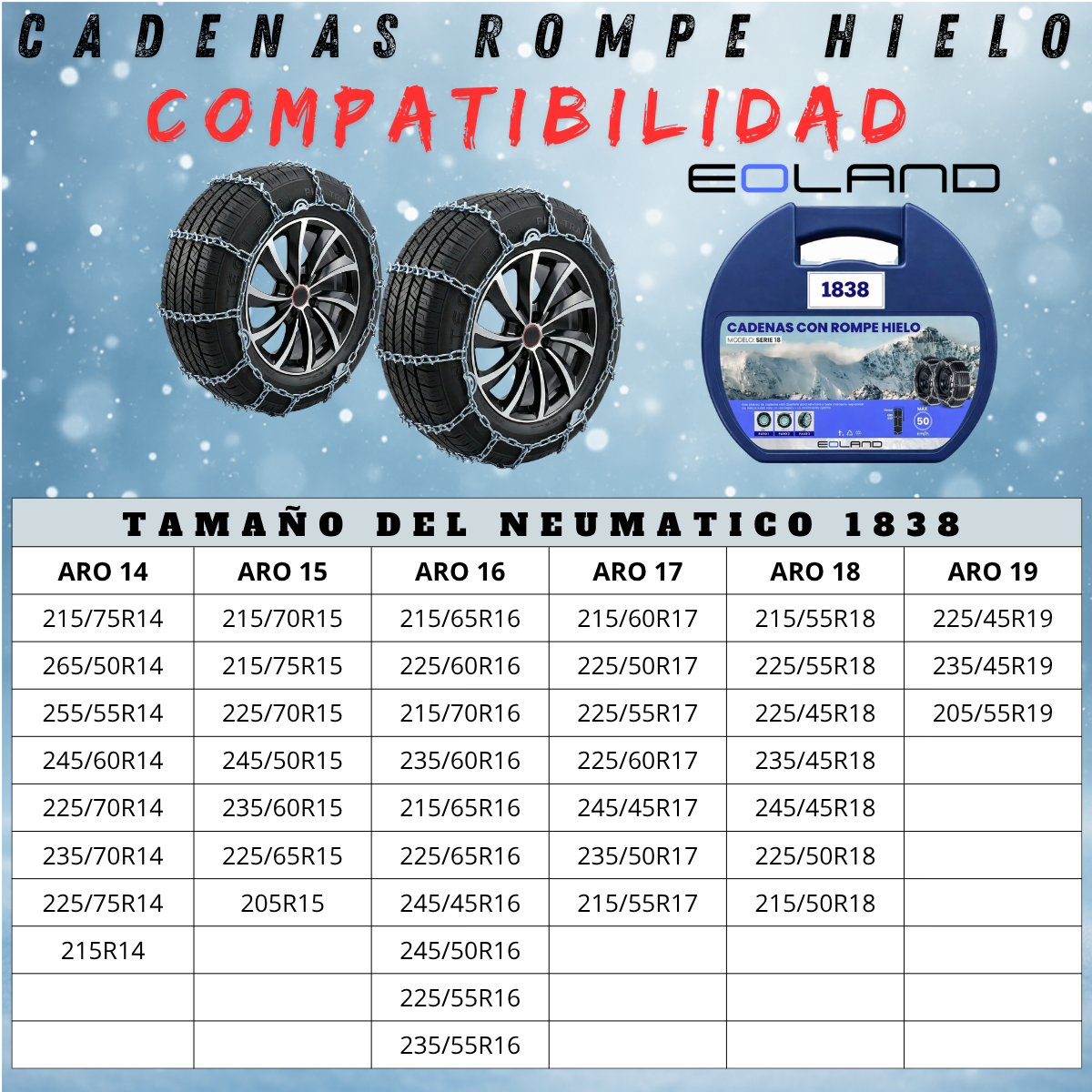 Set X2 Cadenas Rompe Hielo Autos Camionetas Nieve Serie 18