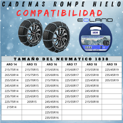 Set X2 Cadenas Rompe Hielo Autos Camionetas Nieve Serie 18