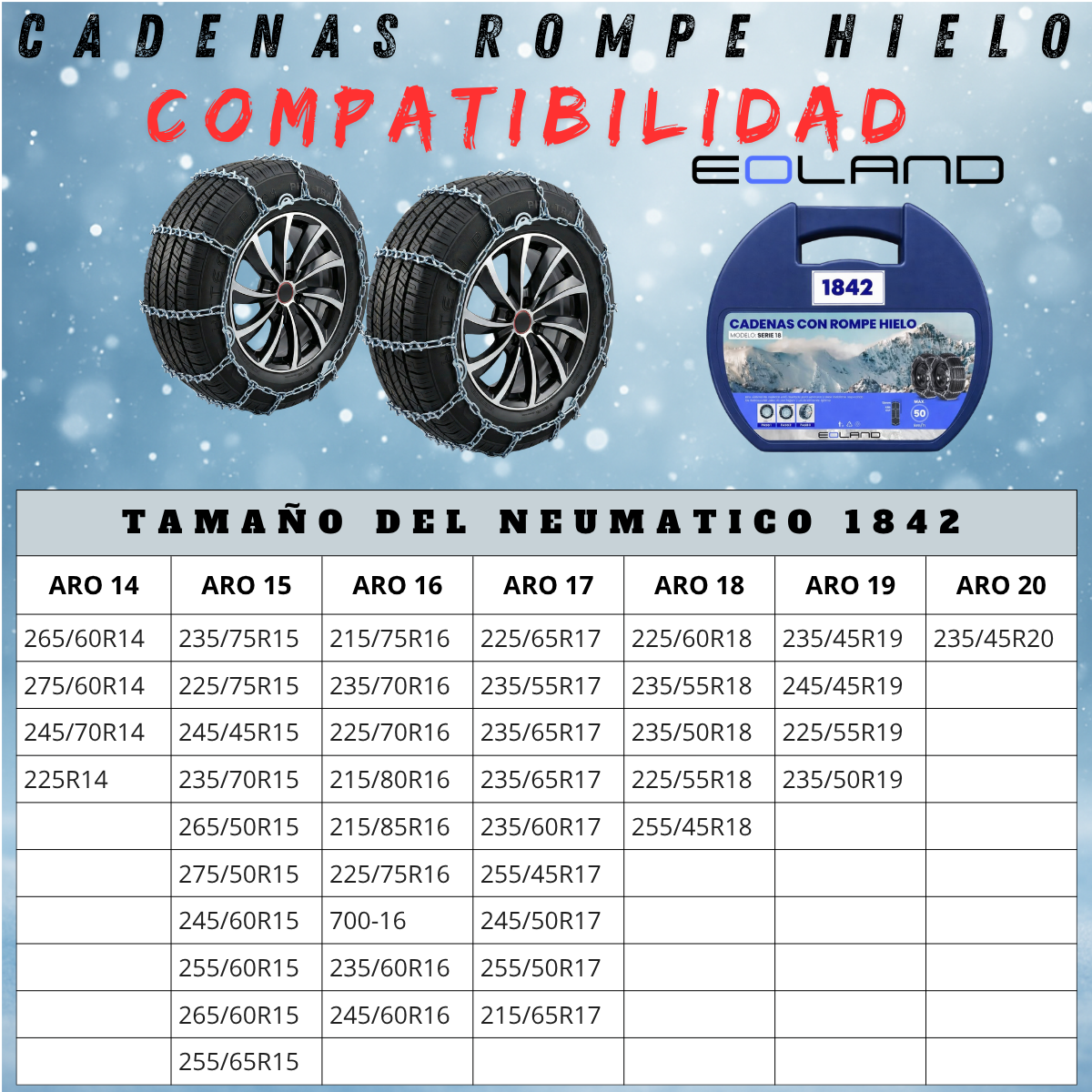 Set X2 Cadenas Rompe Hielo Autos Camionetas Nieve Serie 18