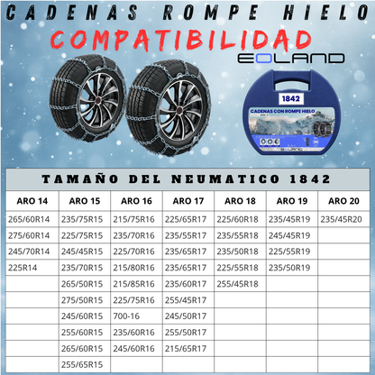 Set X2 Cadenas Rompe Hielo Autos Camionetas Nieve Serie 18