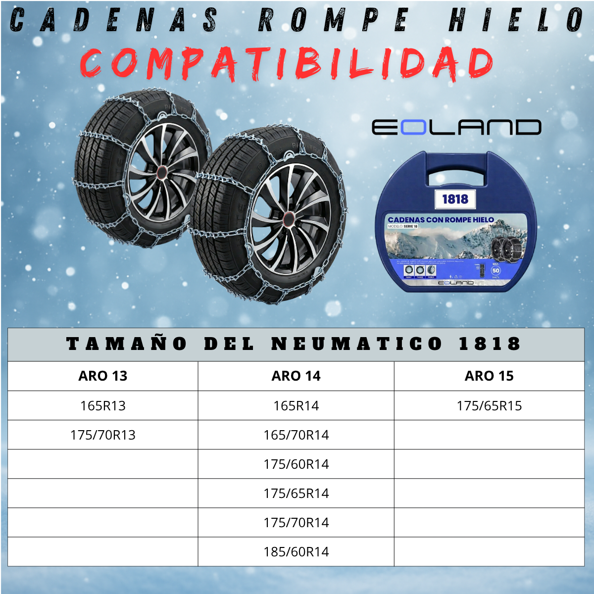 Set X2 Cadenas Rompe Hielo Autos Camionetas Nieve Serie 18