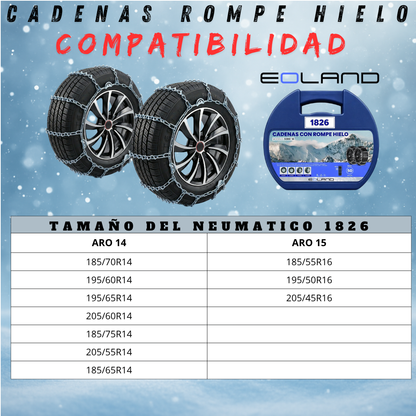 Set X2 Cadenas Rompe Hielo Autos Camionetas Nieve Serie 18