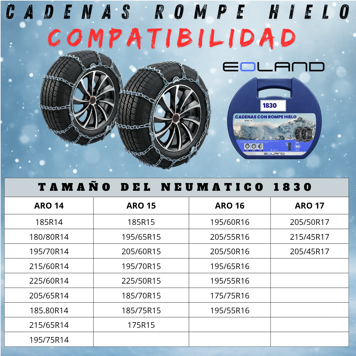 Set X2 Cadenas Rompe Hielo Autos Camionetas Nieve Serie 18
