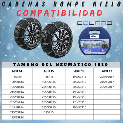 Set X2 Cadenas Rompe Hielo Autos Camionetas Nieve Serie 18