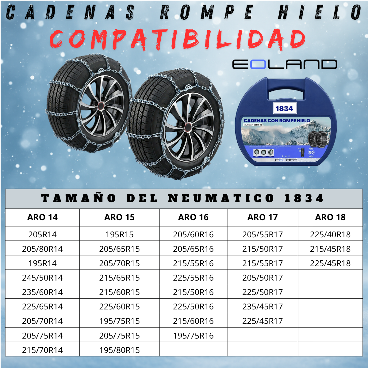 Set X2 Cadenas Rompe Hielo Autos Camionetas Nieve Serie 18