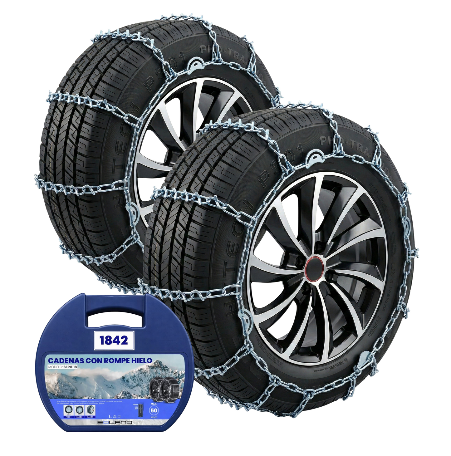 Set X2 Cadenas Rompe Hielo Autos Camionetas Nieve Serie 18