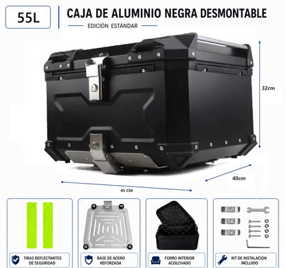 Maleta Para Moto Aluminio Trasera Universal 45/55/65 Litros
