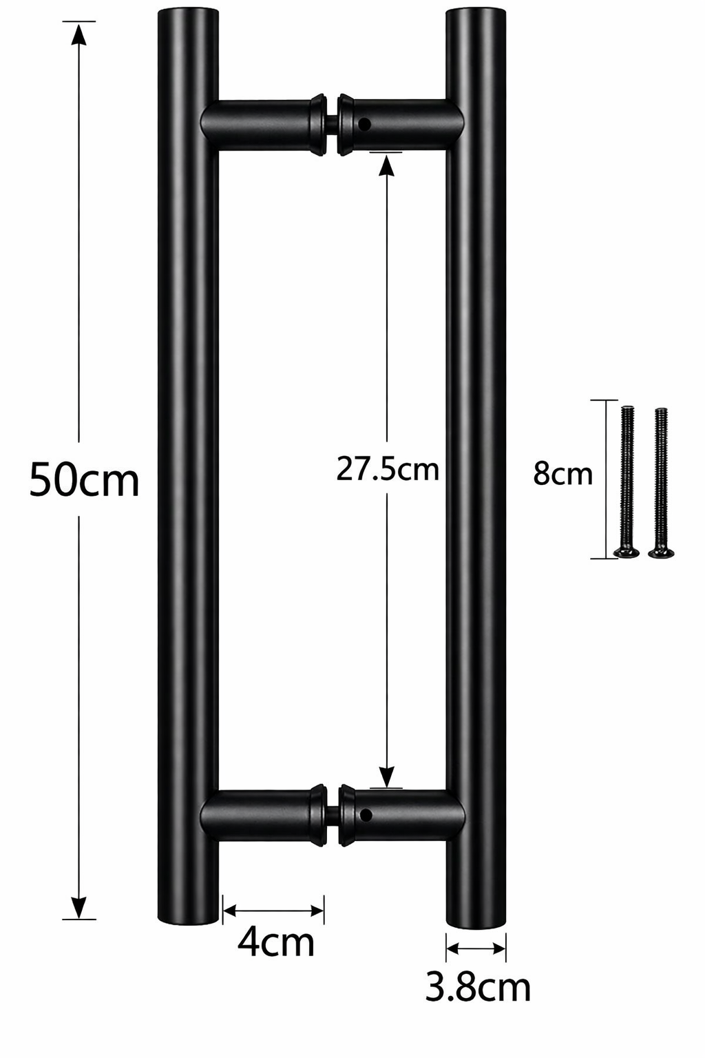 Manillon Negro Para Puertas Acero 50 Cm Puerta Vidrio Madera