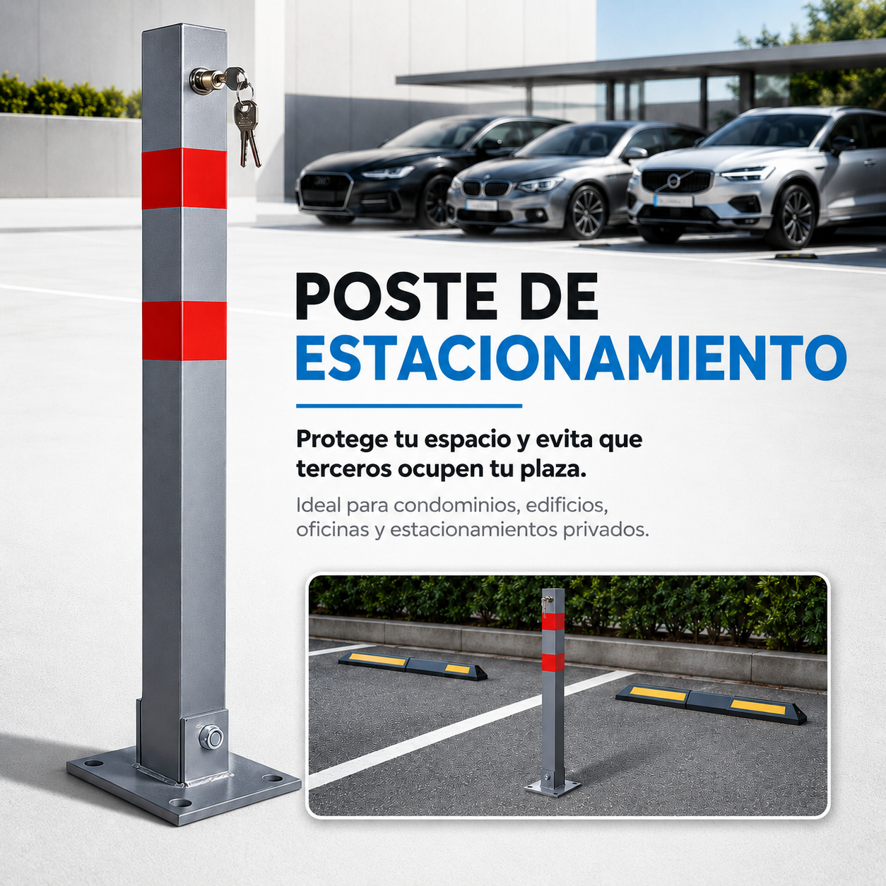 Tope Bloqueador Estacionamiento Barrera Antiparking 65 Cm