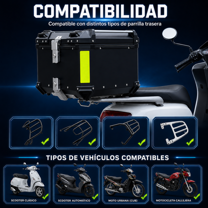 Maleta Para Moto Aluminio Trasera Universal 45/55/65 Litros