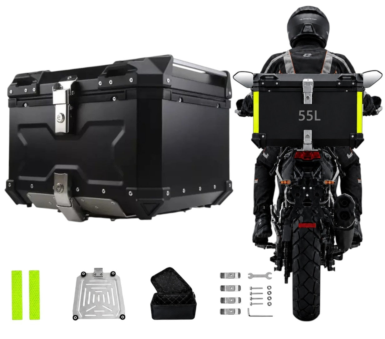 Maleta Para Moto Aluminio Trasera Universal Negro