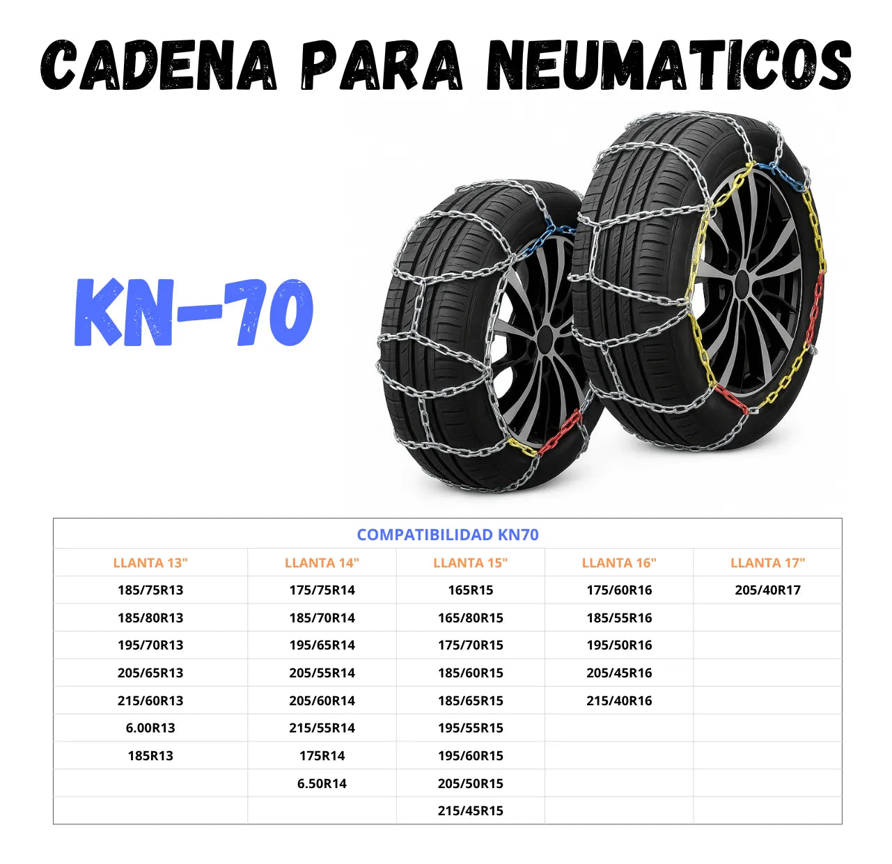 Set X4 Cadenas Autos Para Nieve Y Barro Camionetas Kn Rueda