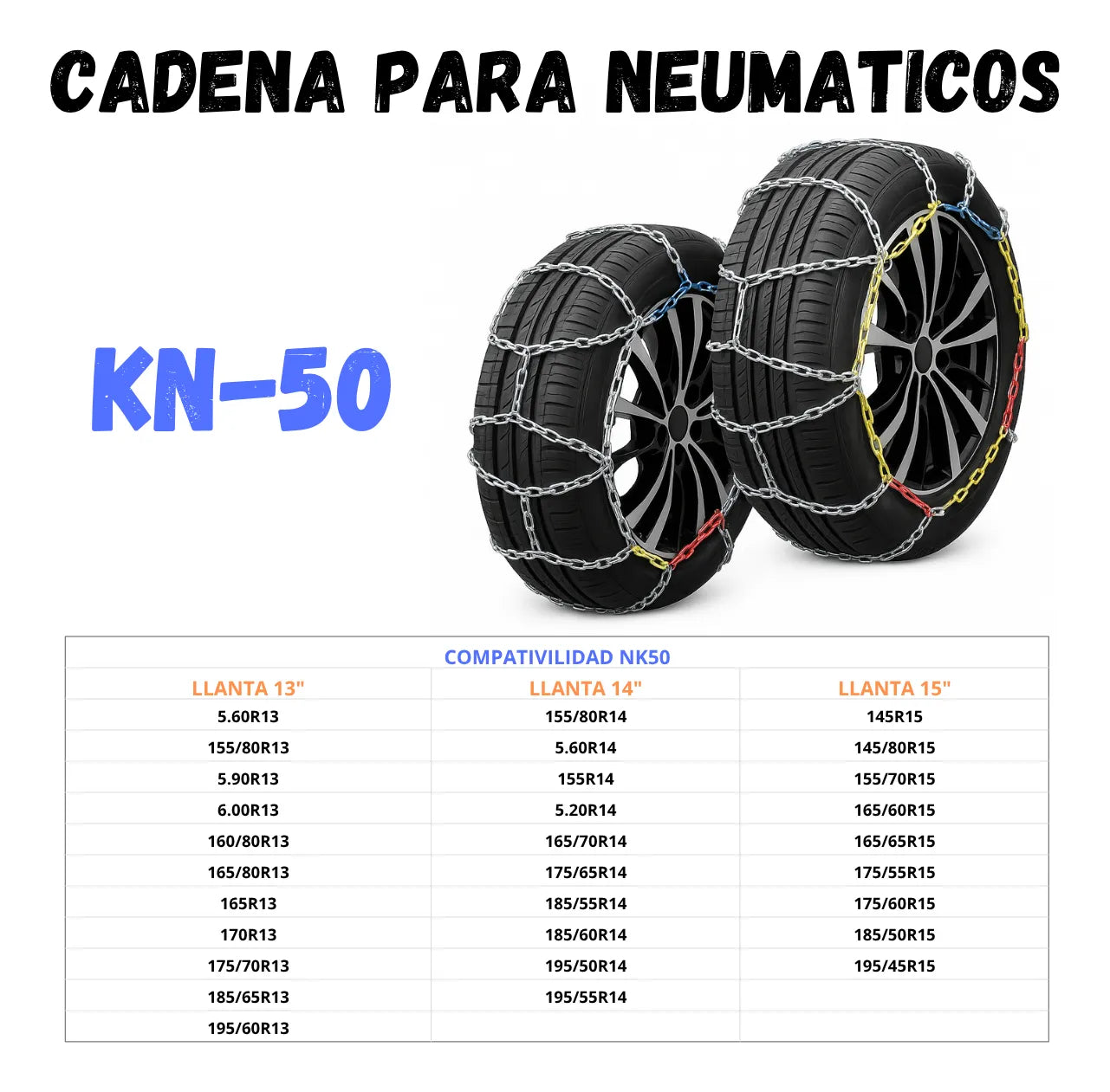 Set X4 Cadenas Autos Para Nieve Y Barro Camionetas Kn Rueda