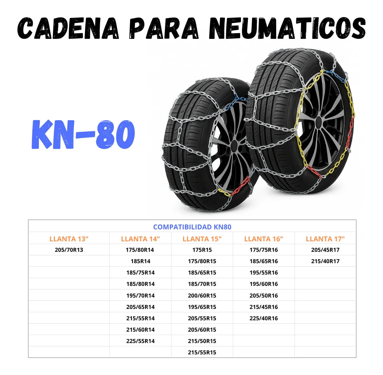 Set X4 Cadenas Autos Para Nieve Y Barro Camionetas Kn Rueda