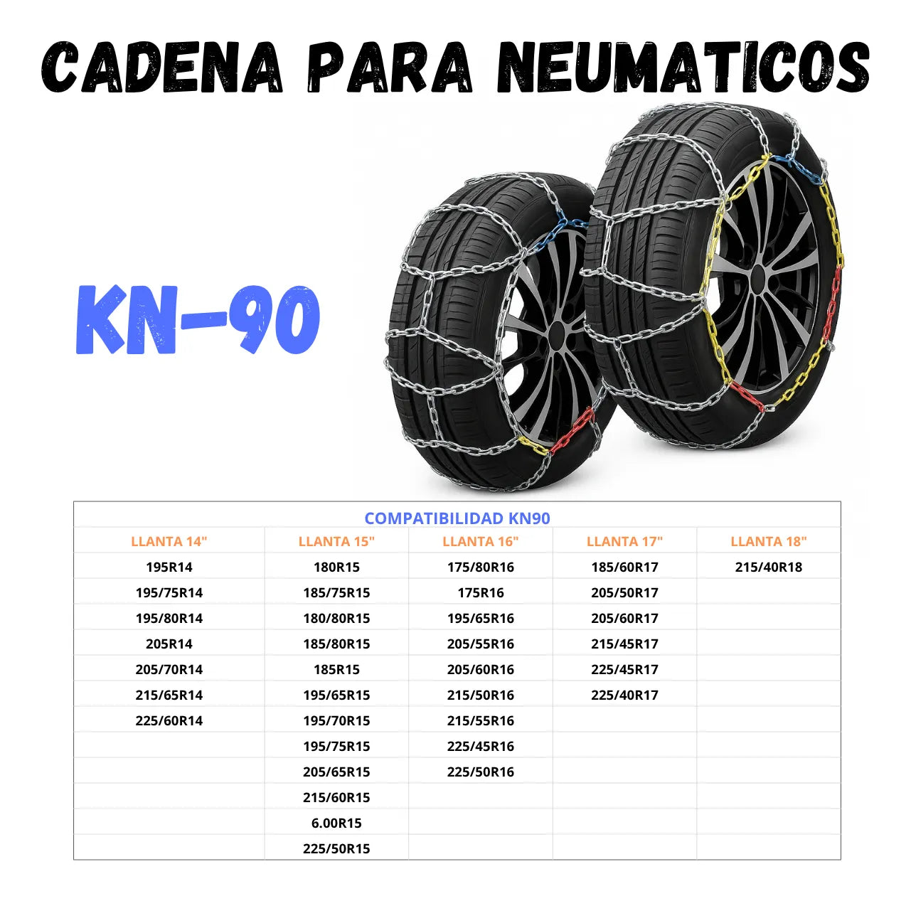 Set X4 Cadenas Autos Para Nieve Y Barro Camionetas Kn Rueda