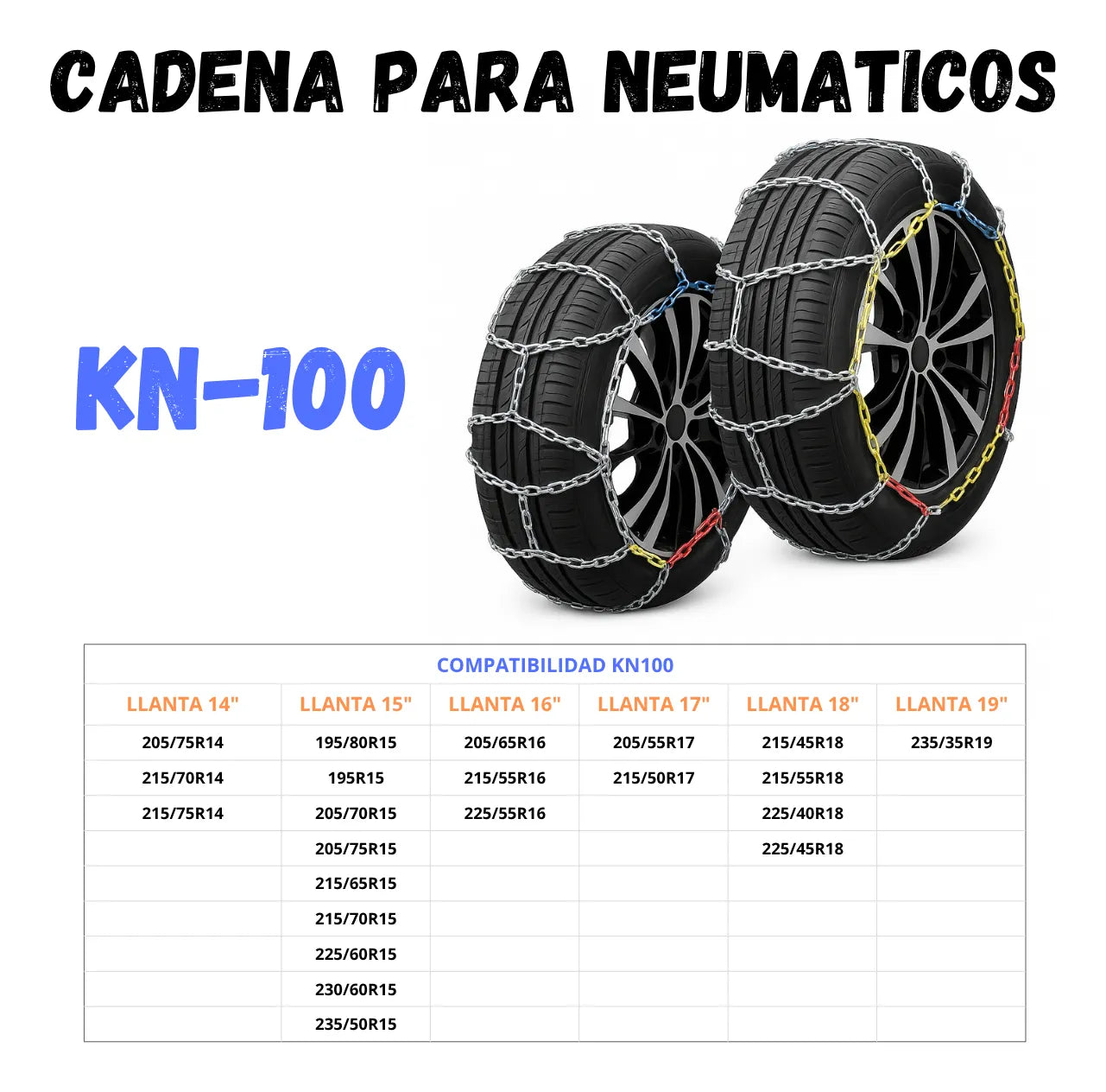 Set X4 Cadenas Autos Para Nieve Y Barro Camionetas Kn Rueda