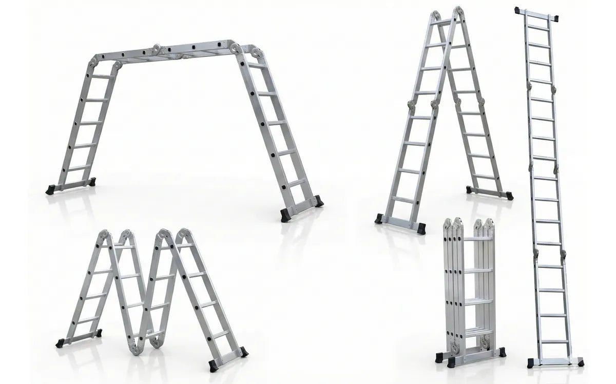 Escalera Aluminio Plegable 20 Peldaños Multifuncional 5.7mt