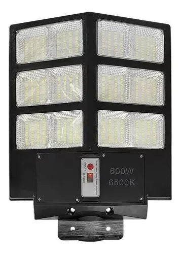 Foco Solar Led Exterior 600w 6500k + Poste + Control Remoto
