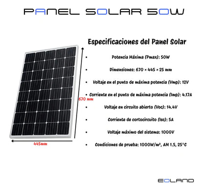 Pack X2 Panel Solar Casa Monocristalino Fotovoltaico 50w 12v