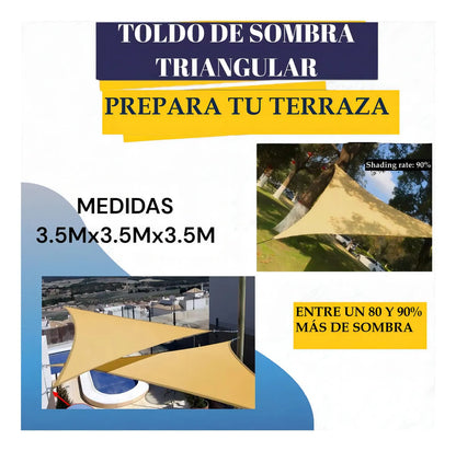 Vela Sombra Triangular Toldos Vela Malla Sombra 3.6x3.6 Mts