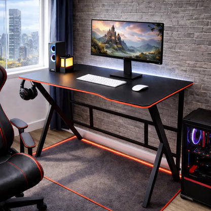Escritorio Gamer 120x60 Metálico Computador Oficina Estudio Negro