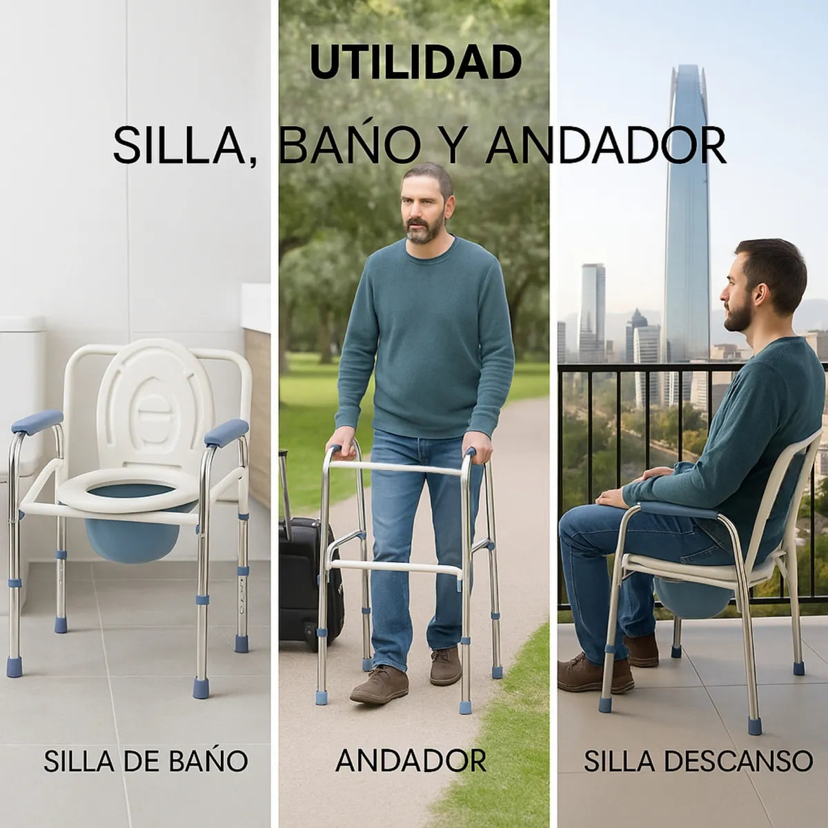 Baño Inodoro Silla Portatil Plegable Wc Baño Discapacitado