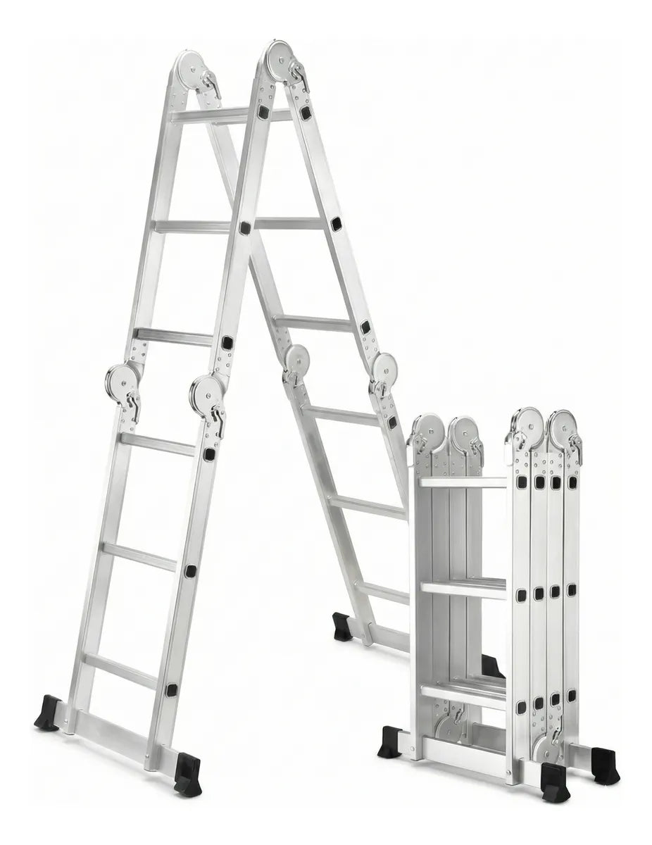 Escalera Aluminio Plegable 20 Peldaños Multifuncional 5.7mt