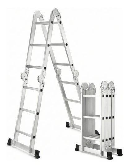Escalera Aluminio Plegable 20 Peldaños Multifuncional 5.7mt