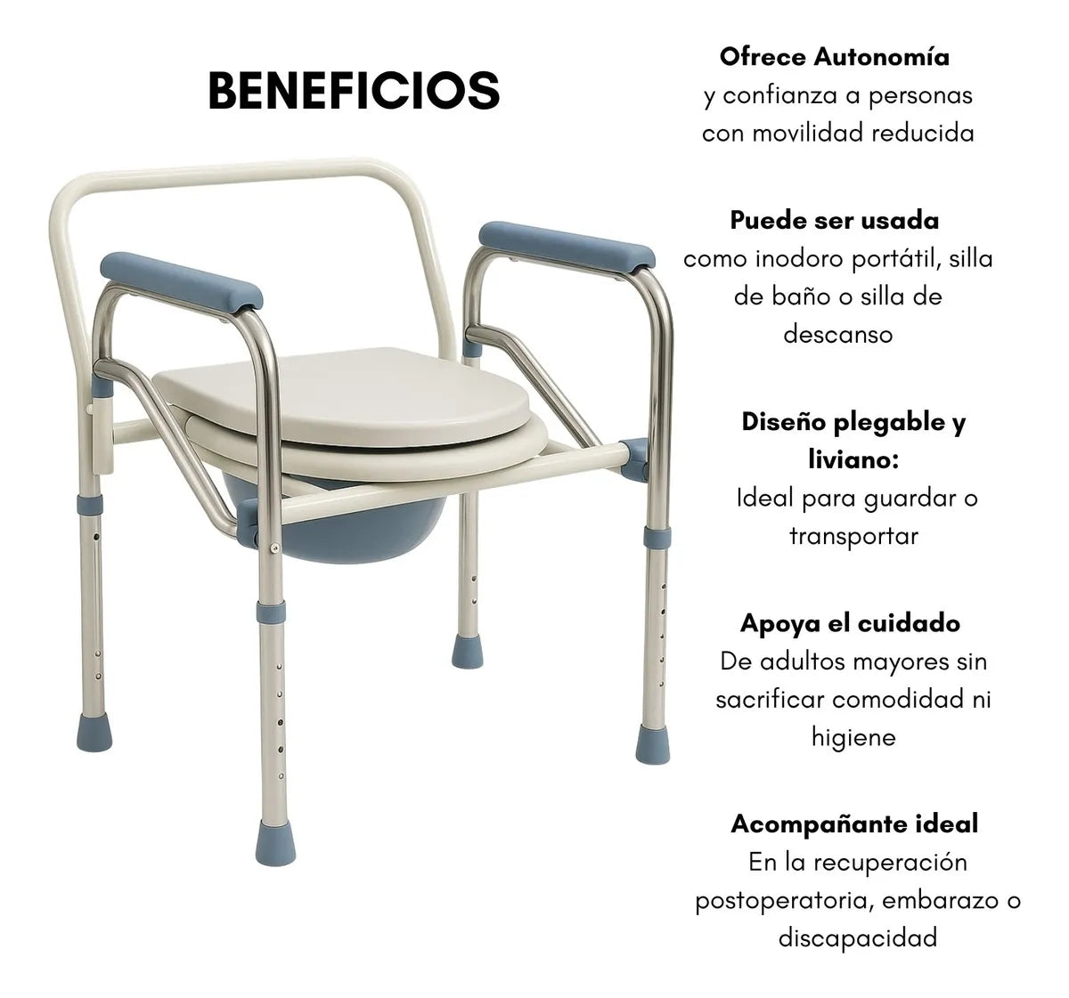 Baño Inodoro Silla Portatil Plegable Wc Baño Discapacitado