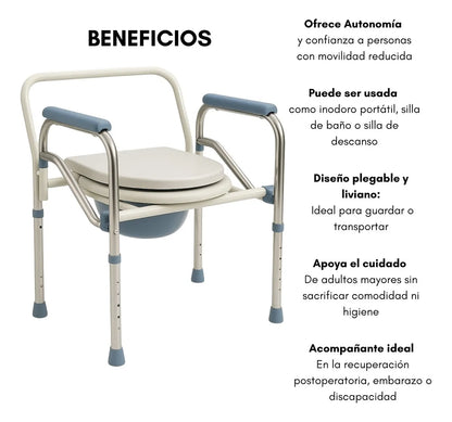 Baño Inodoro Silla Portatil Plegable Wc Baño Discapacitado
