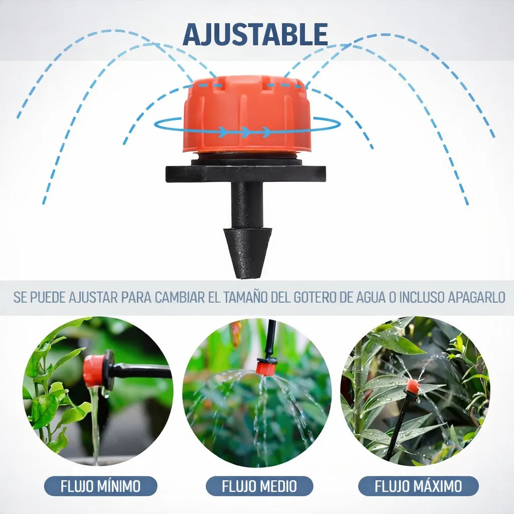 Kit Sistema Riego Agua Goteo Autocompensado Jardin 20 Metros