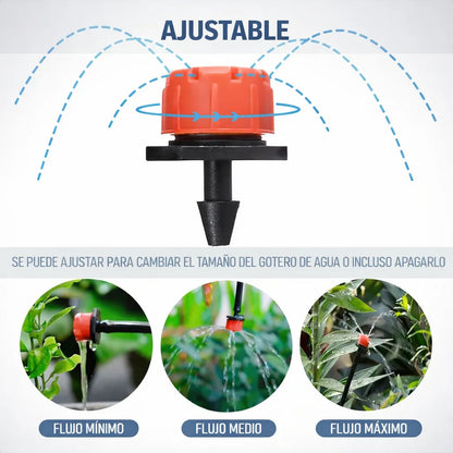 Kit Sistema Riego Agua Goteo Autocompensado Jardin 20 Metros