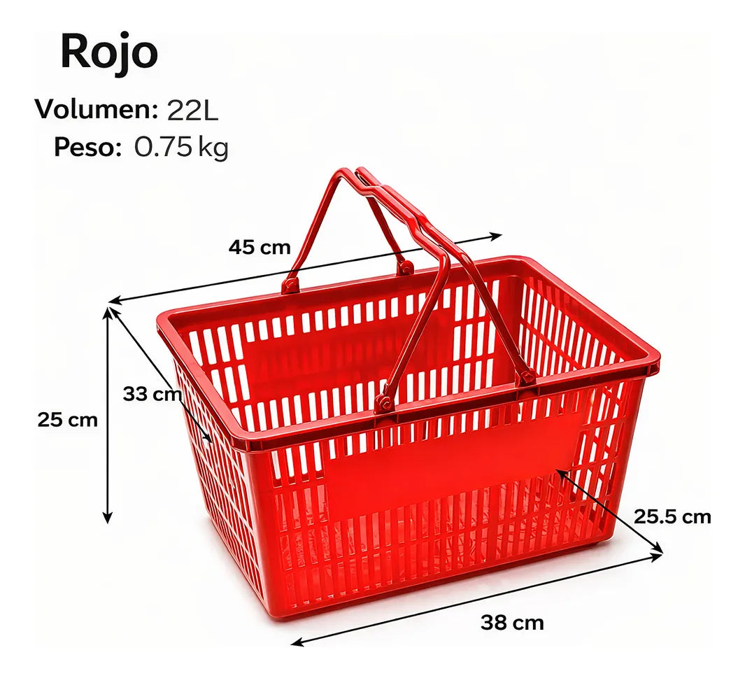 Pack X5 Canastos Cesta Mano Compras Supermercado Minimarket