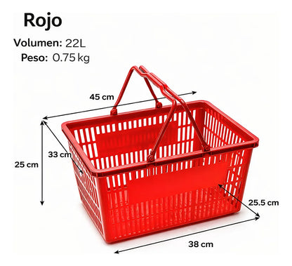 Pack X5 Canastos Cesta Mano Compras Supermercado Minimarket