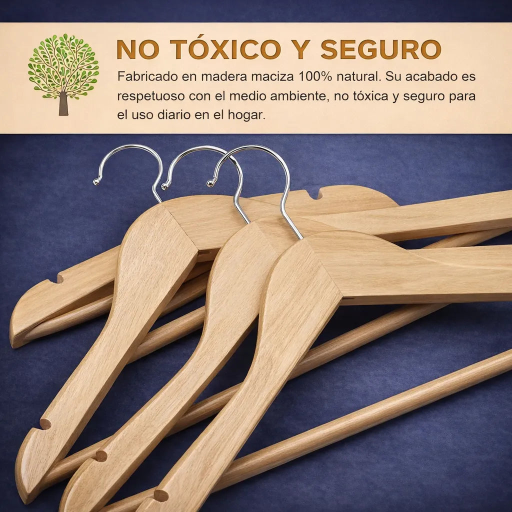 Set 10 Gancho Ropa Eoland Colgadores Madera Organizador