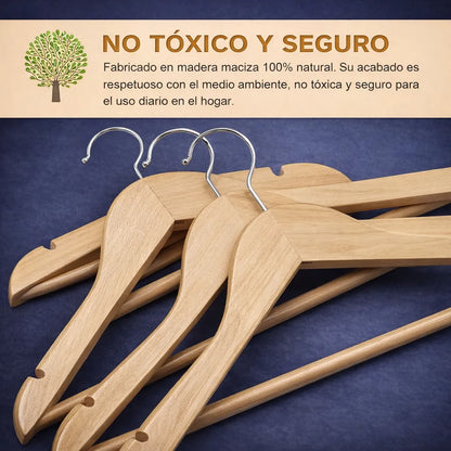 Set 10 Gancho Ropa Eoland Colgadores Madera Organizador