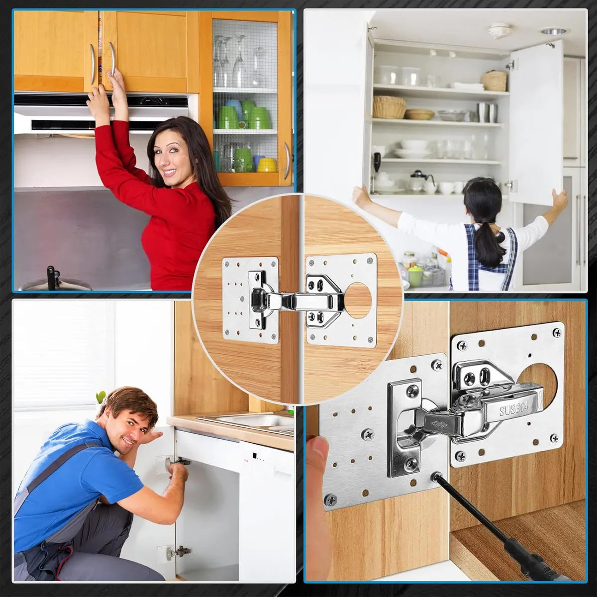 Pack X20 Placa De Reparacion Puertas Placa Bisagra Fijacion