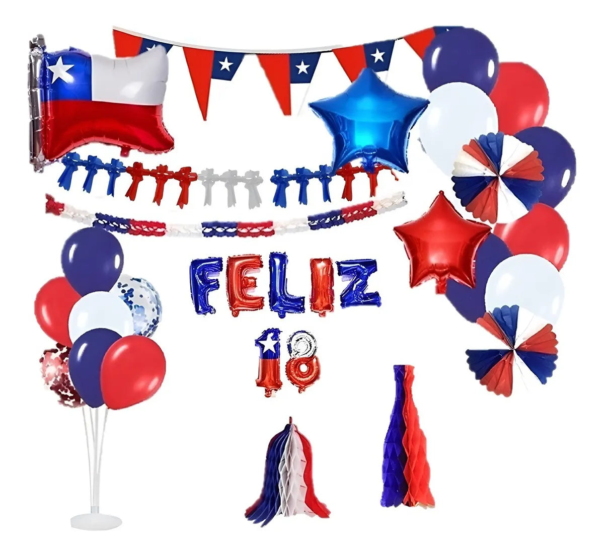 Set Globos Metalizados Decoracion Fiestas Patrias Feliz 18