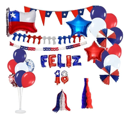 Set Globos Metalizados Decoracion Fiestas Patrias Feliz 18