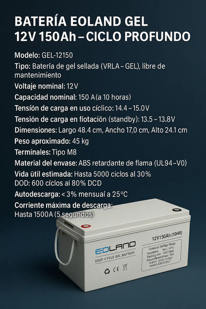 Bateria Ciclo Profundo 12v 150ah Baterias Gel Energia Solar