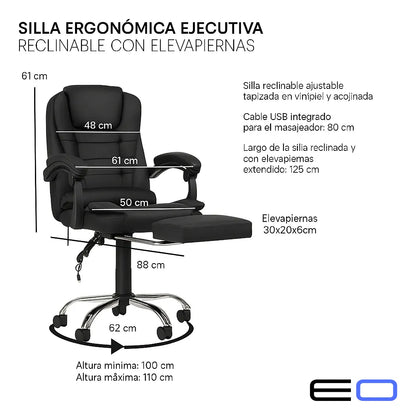 Silla De Oficina Profesional Ergonomica Reclinable Ajustable
