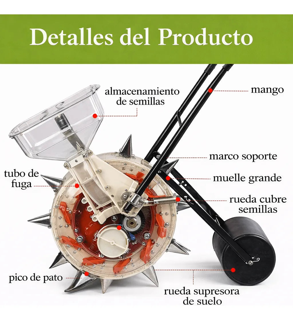 Sembradora Grano Manual Rotativa Abonadora Jardin Agricola