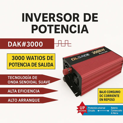 Inversor Voltaje Conversor De Corriente 12v 220v Auto 3000w